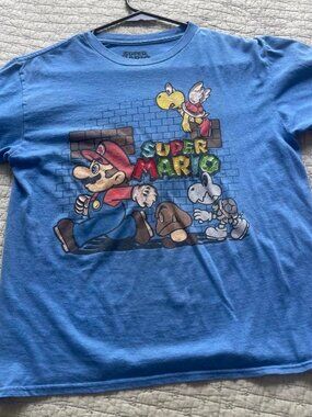 Super Mario Kids Graphic T-Shirt Blue Size L